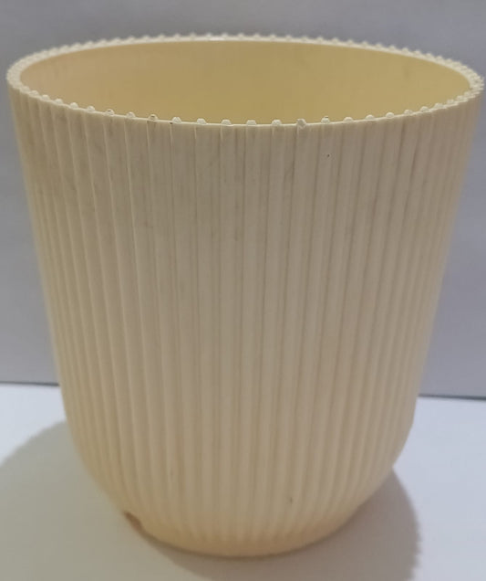 Cream Design Plastic Pot 4" (Single)