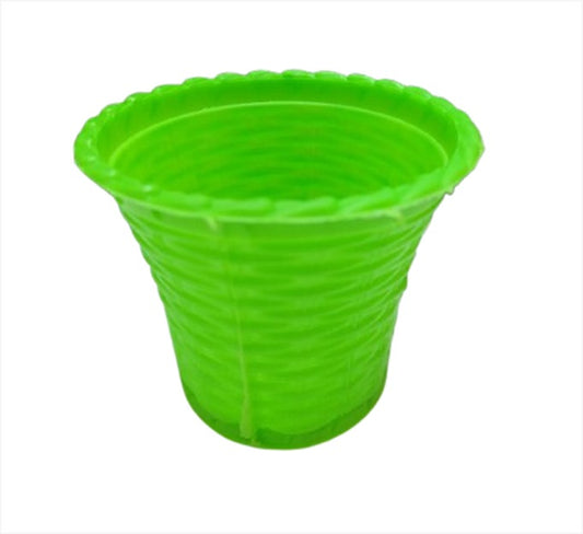 Green Plastic Design Pot 3.5" (Single)