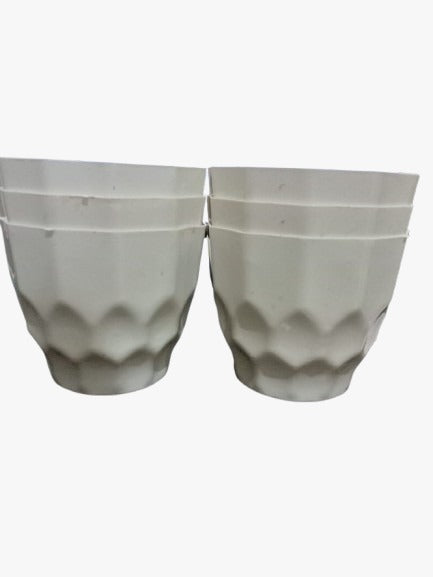 White Plastic Design Pot 4" (Set of 6)