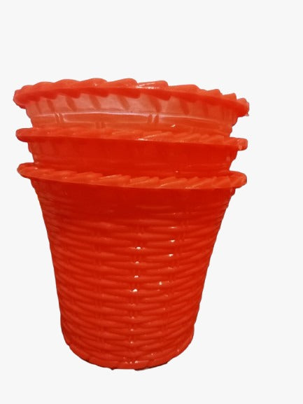 Orange Plastic Design Pot 3.5" (Set of 3)