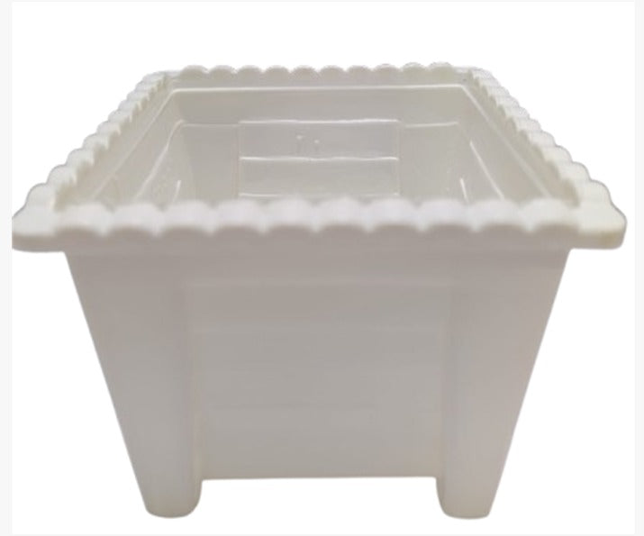 White Square Plastic Design Pot 3.5" (Single)