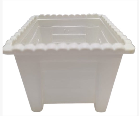 White Square Plastic Design Pot 3.5" (Single)