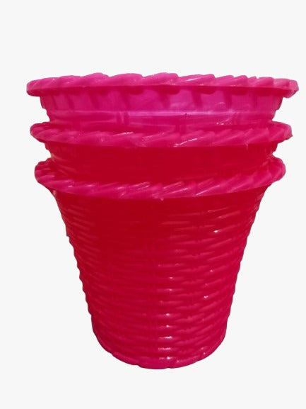 Pink Plastic Design Pot 3.5" (Set of 3)