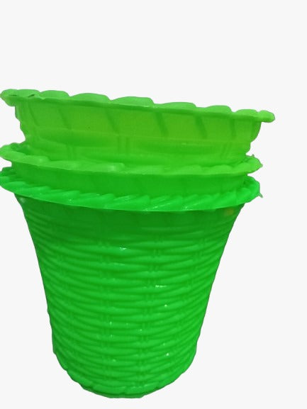 Green Plastic Design Pot 3.5" (Set of 3)