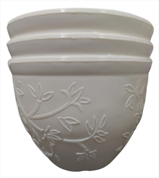 White Plastic Design Pot 3.4" (Set of 3)