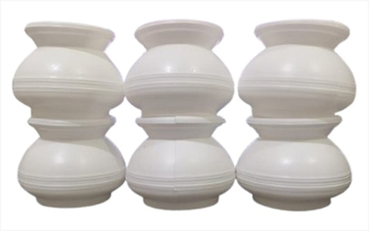 White Plastic Pot Matka Shape Pot 2.3" (Set of 6)