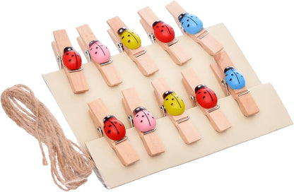 Lady Bug Wooden Clips (For Decoration- Pack of 12Pcs)