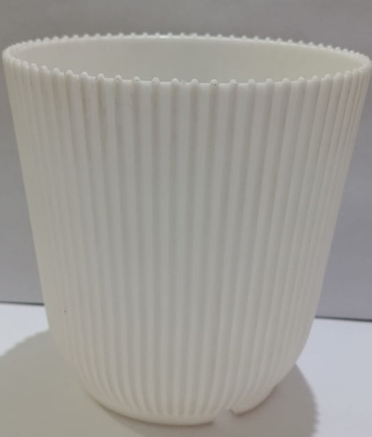 White Design Plastic Pot 4" (Single)