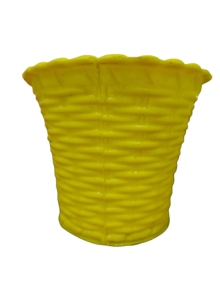 Yellow Plastic Design Pot 3.5" (Single)