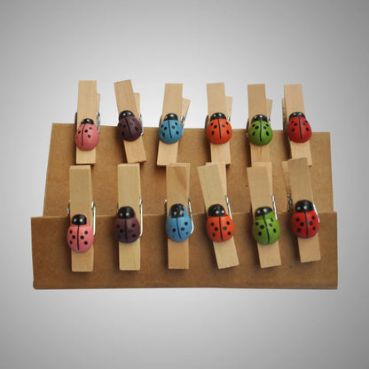 Lady Bug Wooden Clips (For Decoration- Pack of 12Pcs)